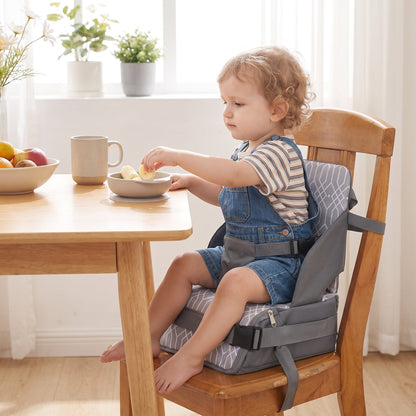 Réhausseur de chaise pliable pour bébé, imprimé Géométrique Gris