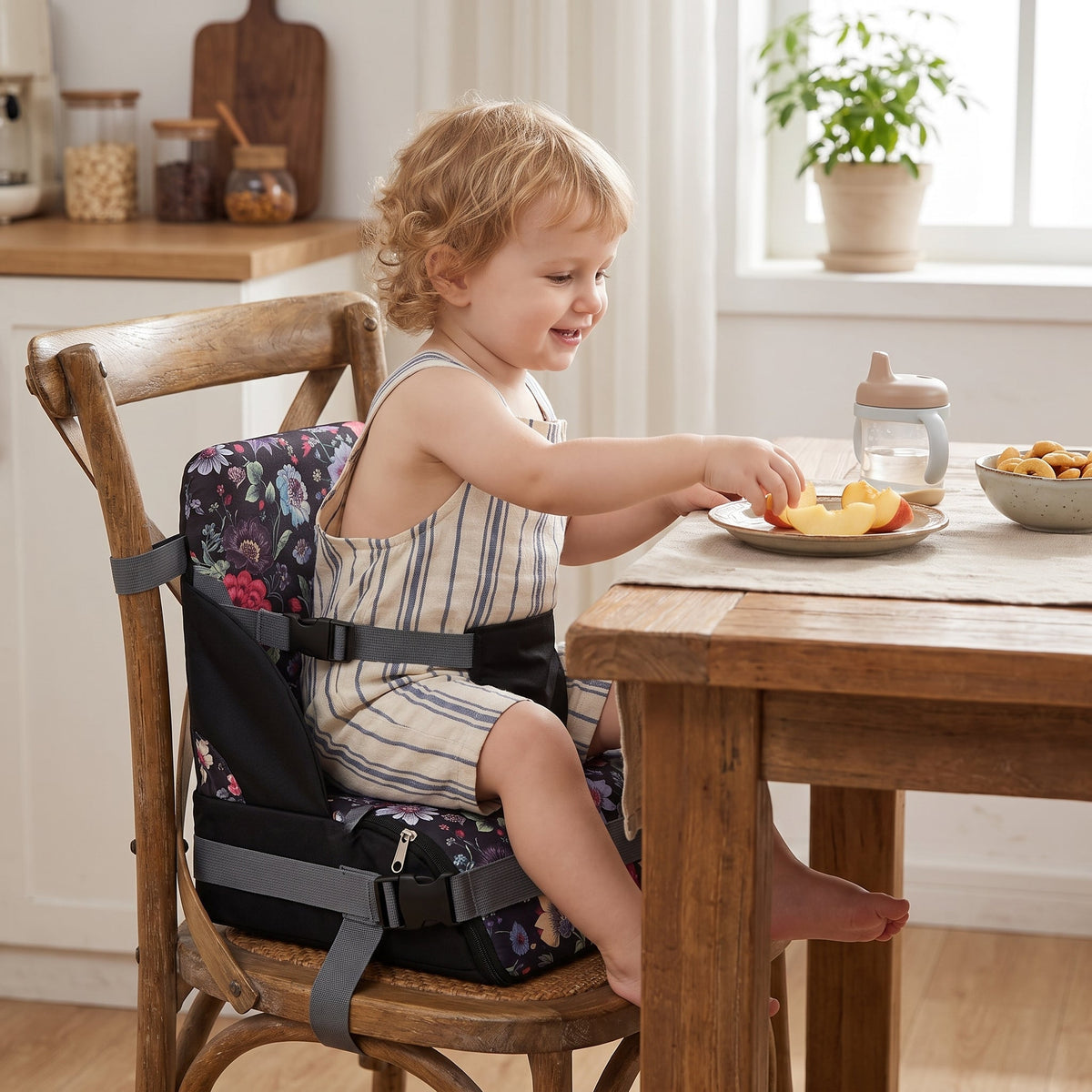 Réhausseur de chaise pliable pour bébé, imprimé Floral Foncé