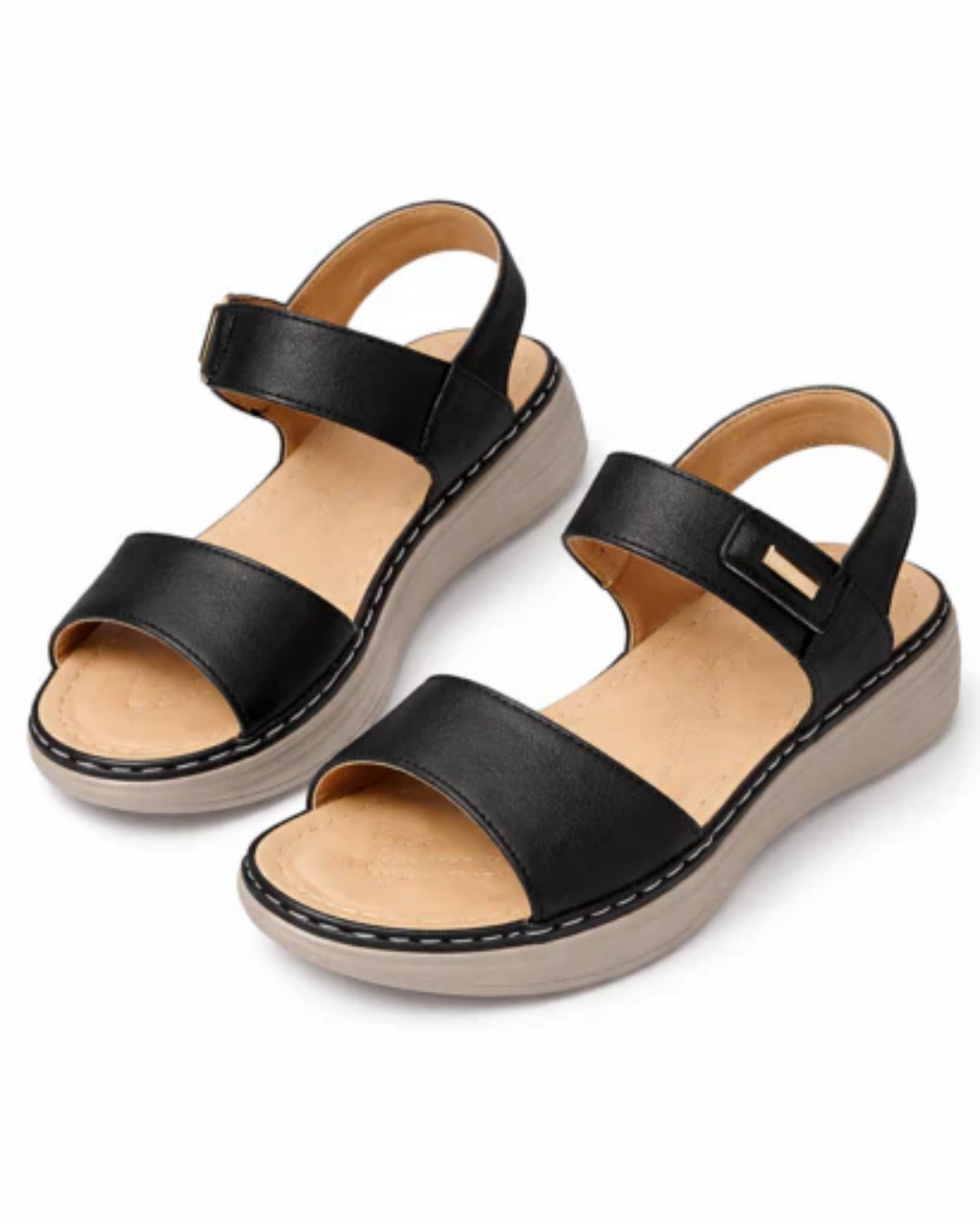 Sandales Compensées Femme – Brides Ajustables & Bout Ouvert, Maintien Plateforme Confort
