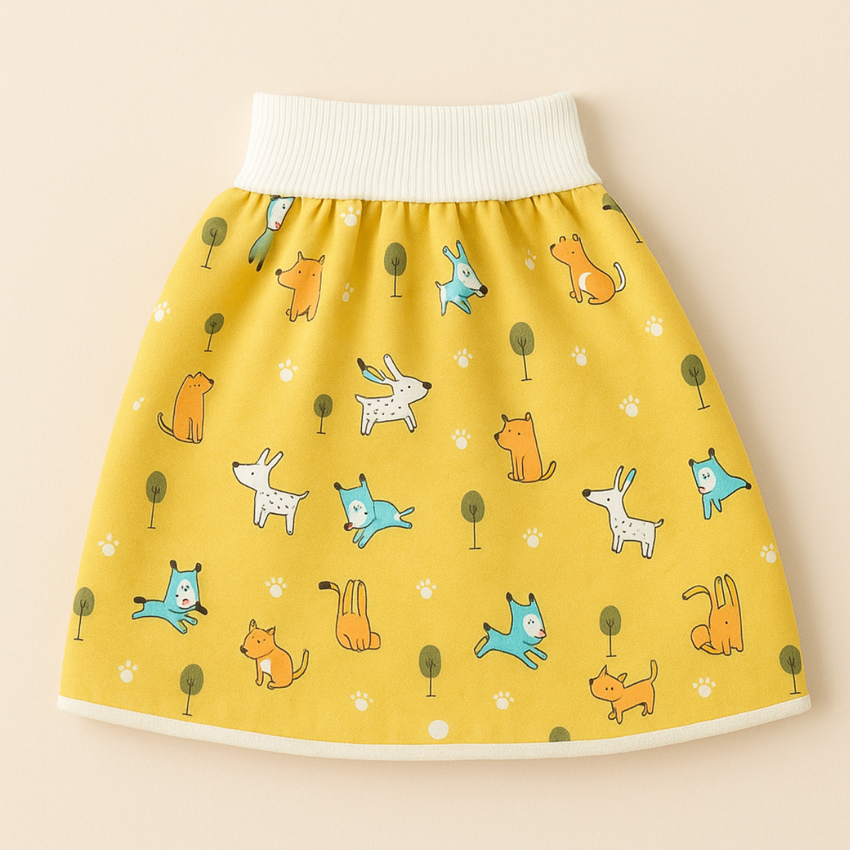 Pantalon et jupe enfant imprimés, les six motifs animaux disponibles