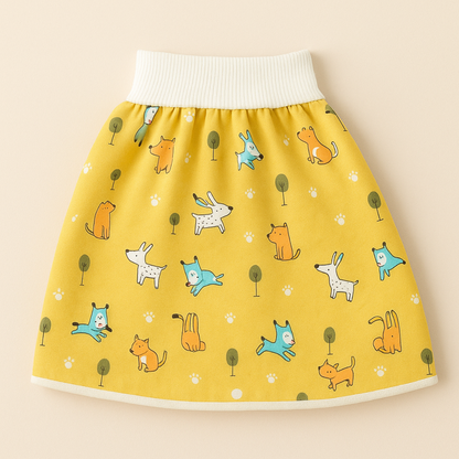 Pantalon et jupe enfant imprimés, les six motifs animaux disponibles