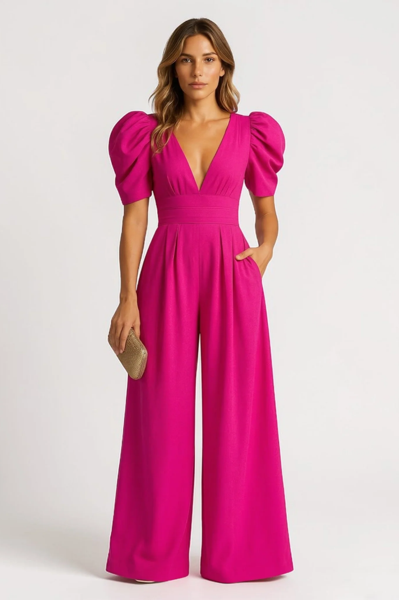 Combinaison Femme – Élégance Fluide Col V & Jambe Large | Jumpsuit Chic