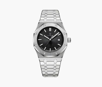 Montre Homme Élégante à Bracelet Intégré – Design Structuré & Affichage Date