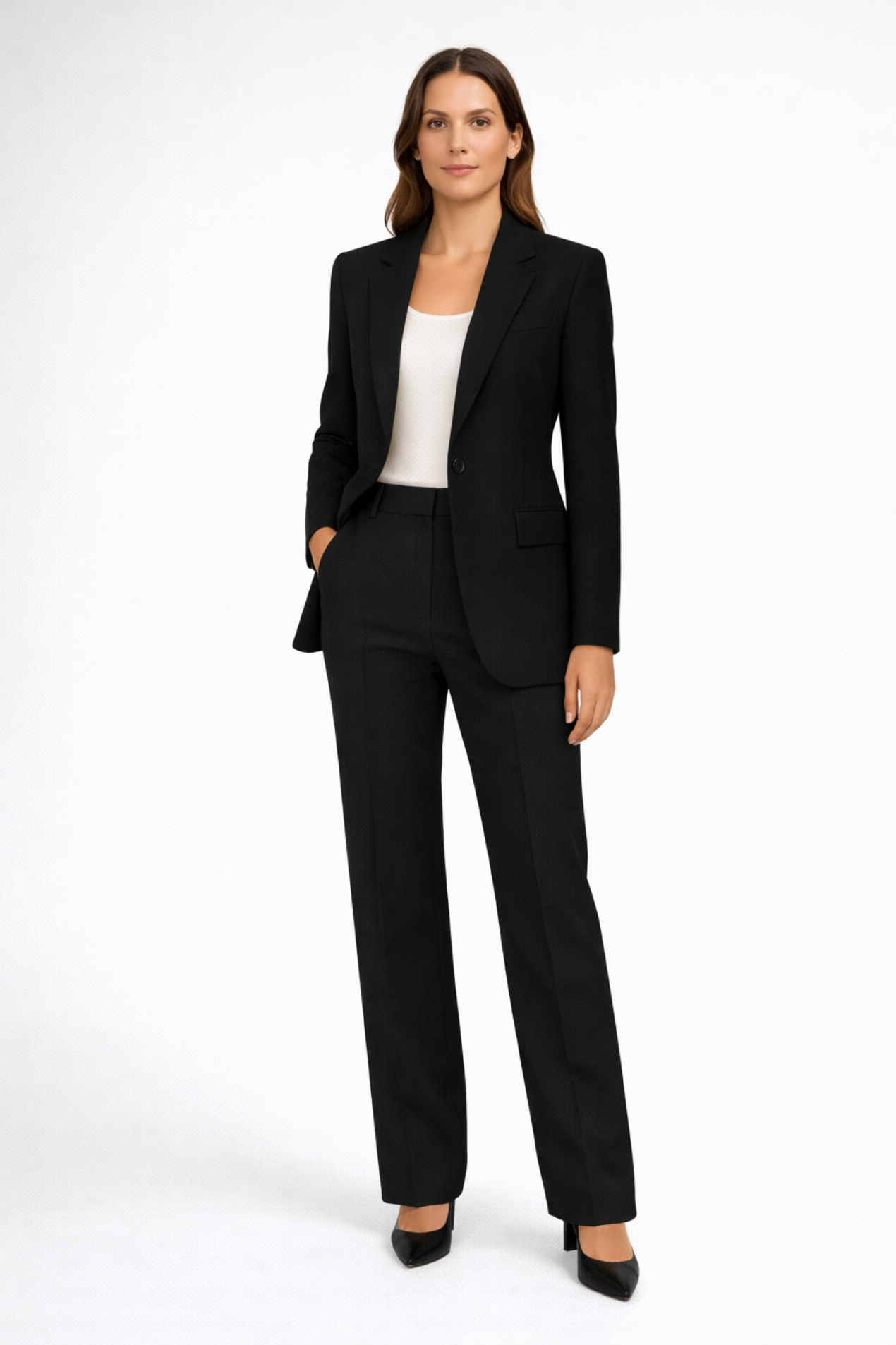 Tailleur Femme – Blazer Structuré & Pantalon Droit, Ensemble Élégant Bureau Soirée