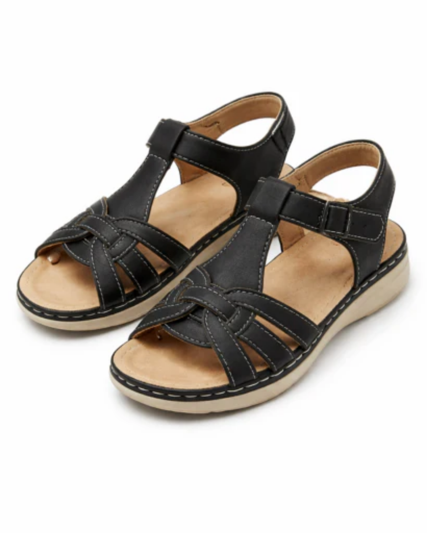 Sandales Compensées Femme – Brides Entrecroisées & Cheville Ajustable, Style Tressé Été