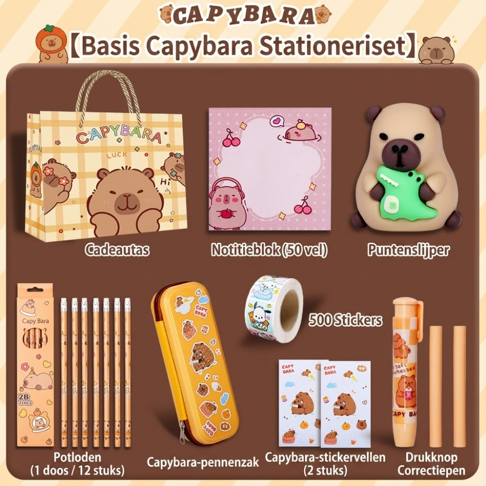 Coffret papeterie capybara débutant avec sac à main
