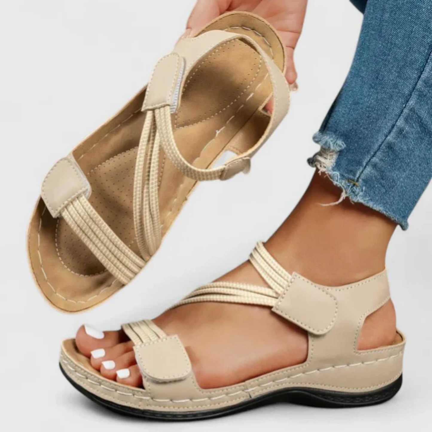 Sandales Ergonomiques Femme – Brides Ajustables & Semelle Amortissante, Confort Quotidien