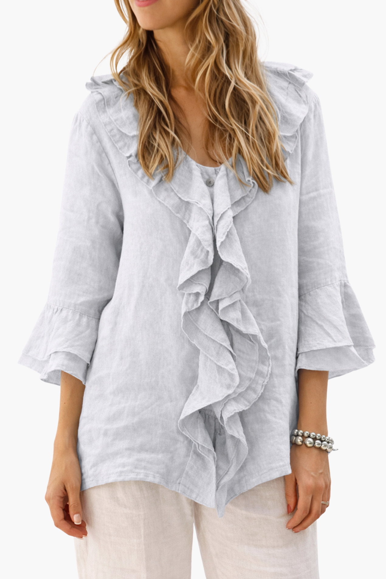 Blouse Femme à Volants – Haut Fluide et Respirant en Lin pour un Style Bohème Chic | Blouse Lin Femme