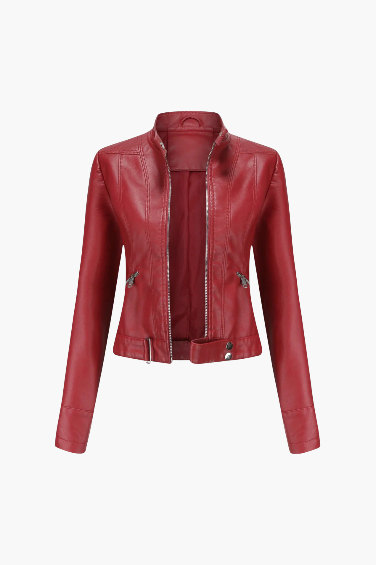 Veste biker femme similicuir, poches zippées