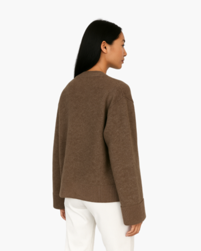 Cardigan Femme Boutonné Maille Structurée marron - vue de dos - Melvoire