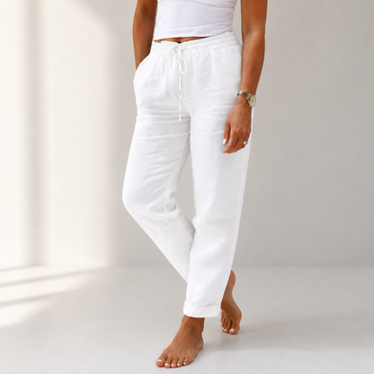 Pantalon Lin Femme – Coupe Fluide & Taille Élastique, Léger et Respirant