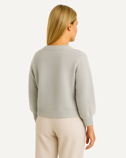 Gilet femme gris à manches bouffantes, vue de dos