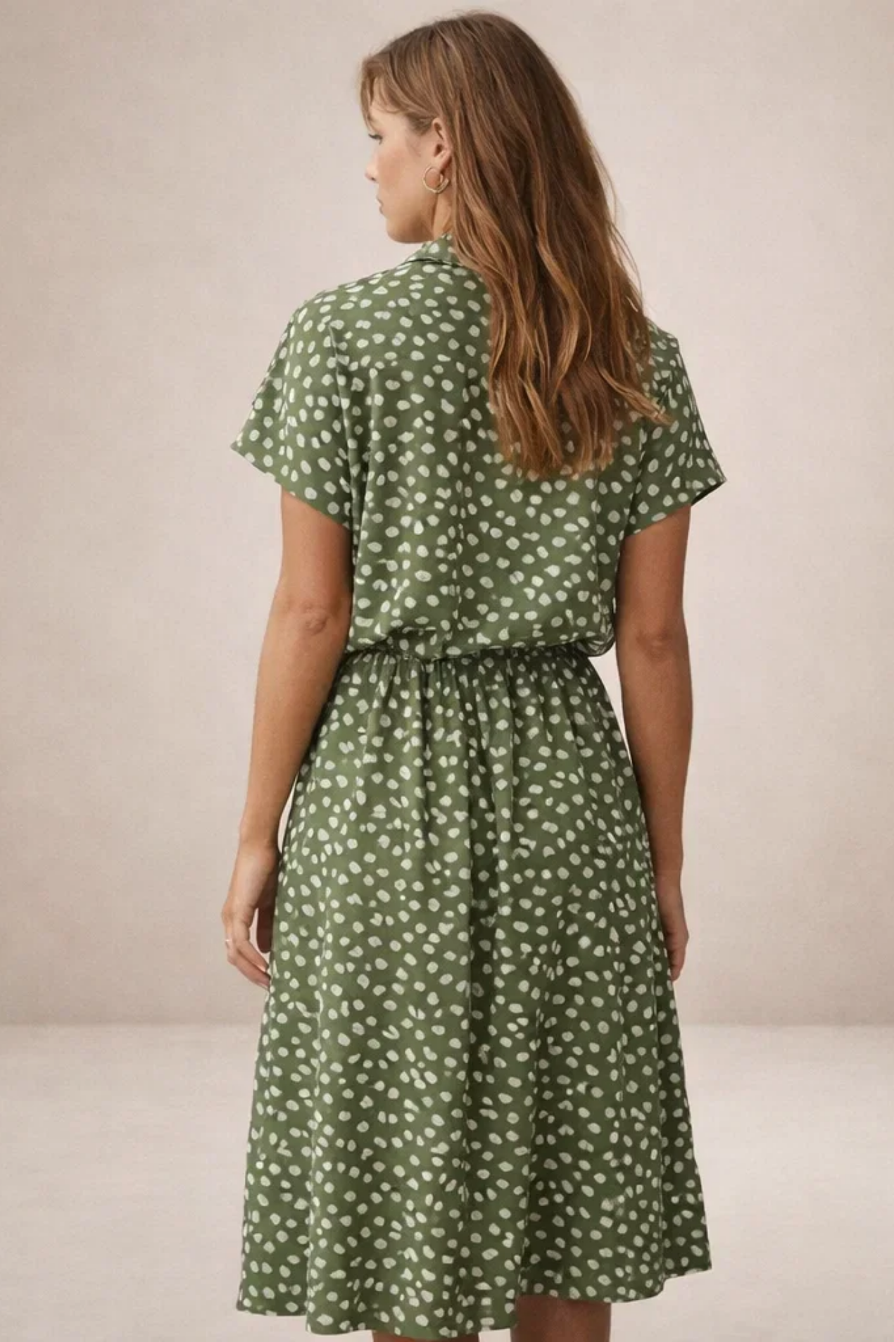 Robe Midi Fluide Imprimée – Coupe Féminine Taille Ajustable | Robe Femme