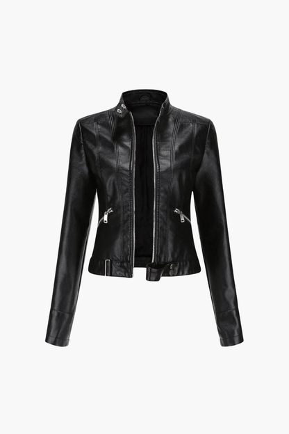 Veste biker femme similicuir, vue de dos