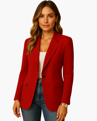 Blazer femme à col tailleur porté au bureau