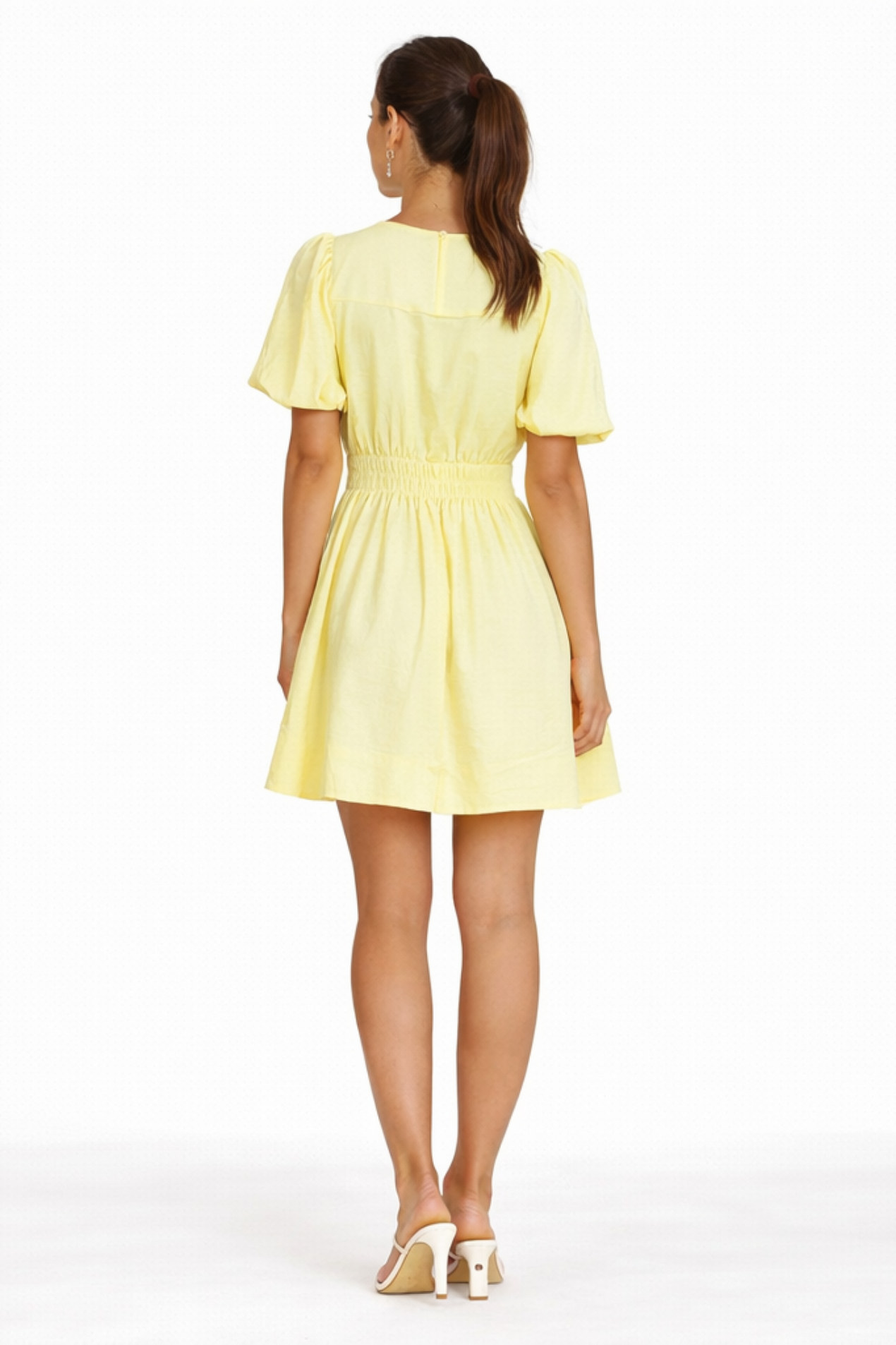 Robe Courte Femme Col V – Fluide & Taille Smockée | Robe Cocktail Élégante Invitée de Mariage