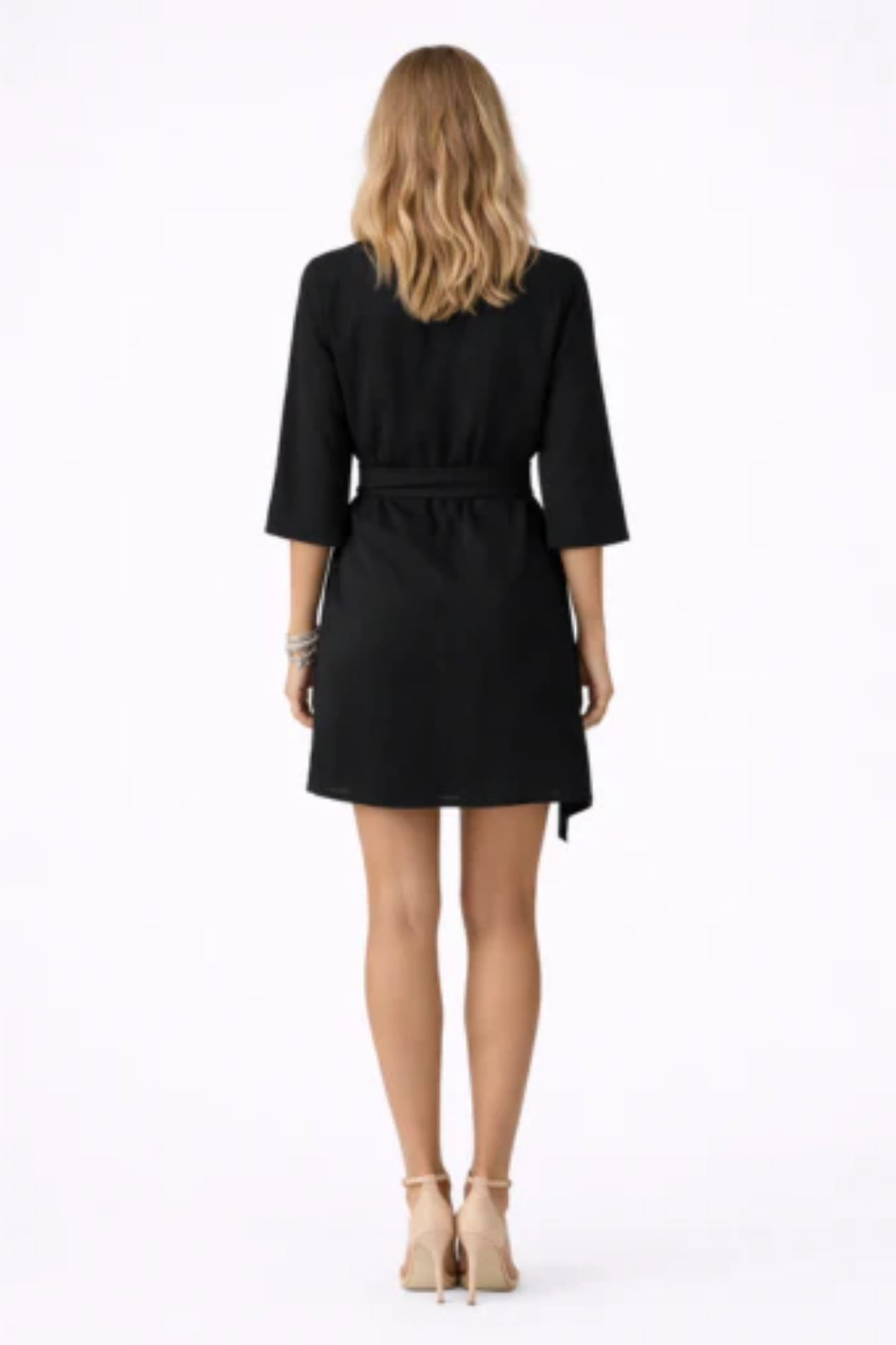 Robe Portefeuille Femme – Col en V & Manches 3/4, Coupe Croisée Taille Marquée