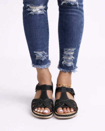 Sandales Compensées Femme – Brides Entrecroisées & Cheville Ajustable, Style Tressé Été