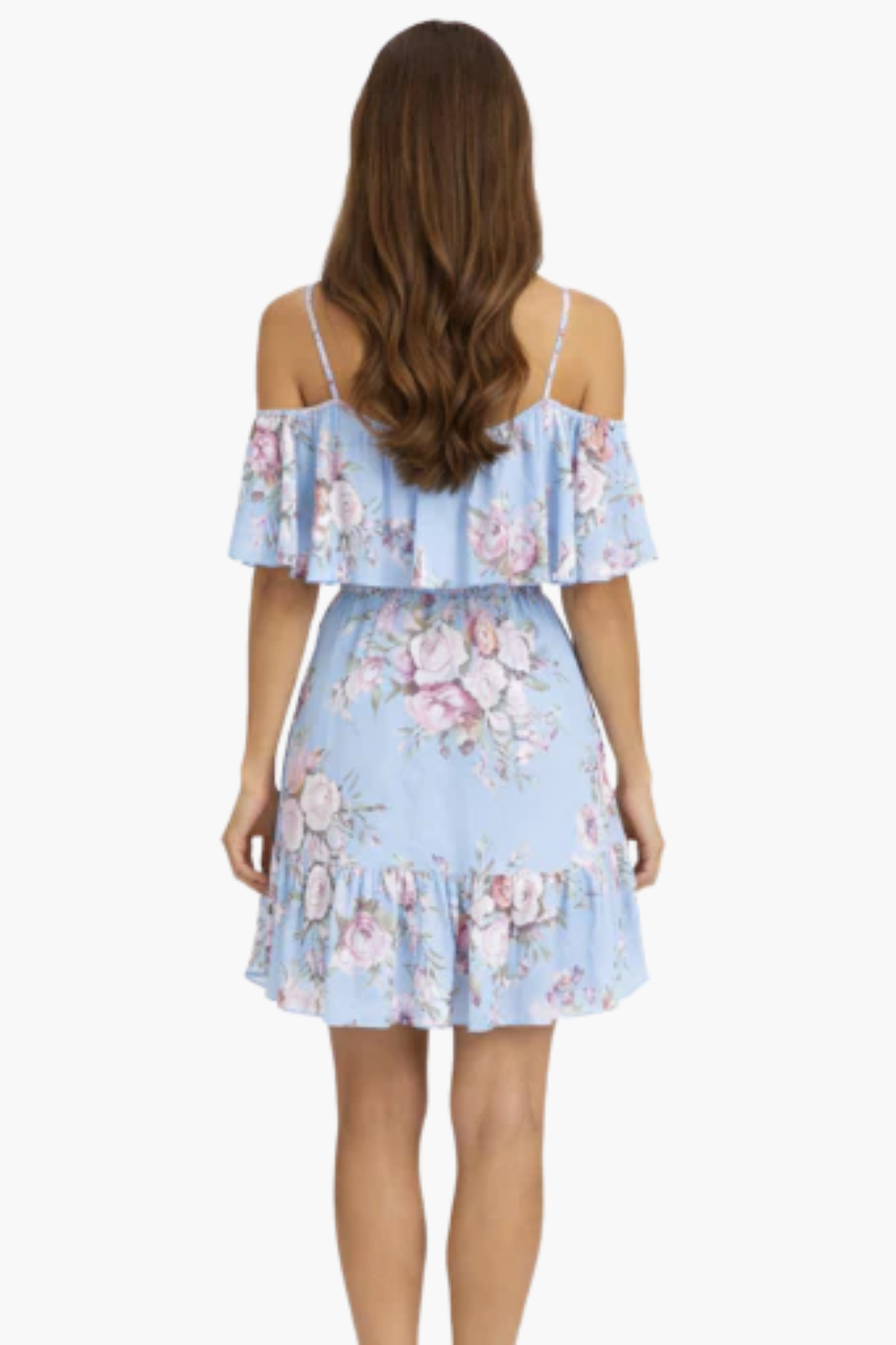 Robe Courte Fleurie Femme – Épaules Dénudées & Volants, Style Estival Élégant