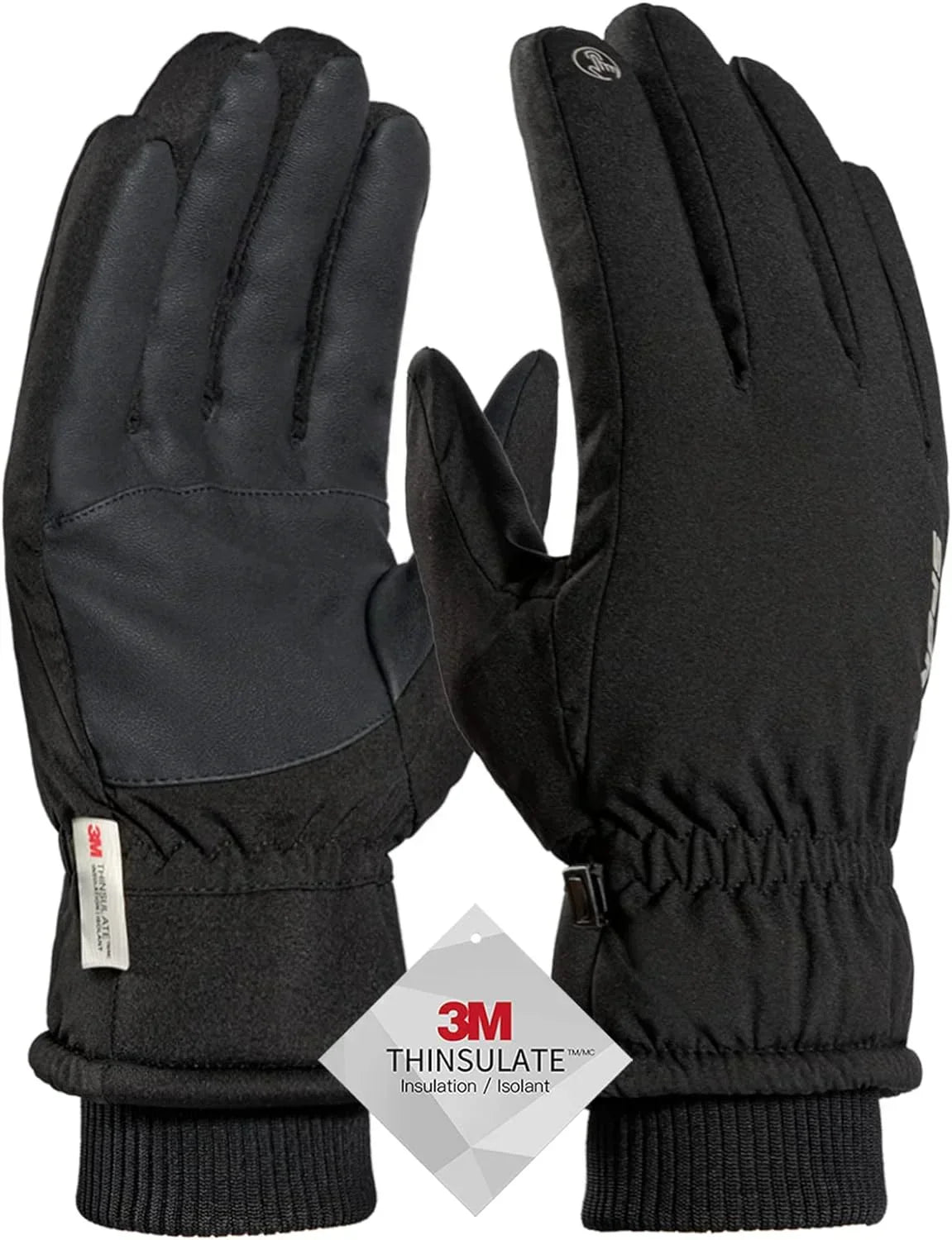 gants d'hiver noirs, vue de face