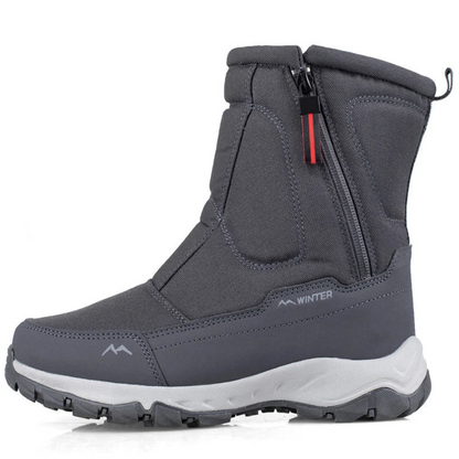 bottes de neige grises, vue de face