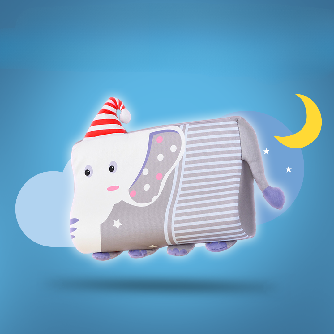 Oreiller tout-petit en mousse à mémoire, motif éléphant