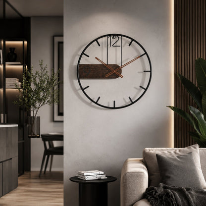 Horloge murale moderne, mise en situation dans un salon
