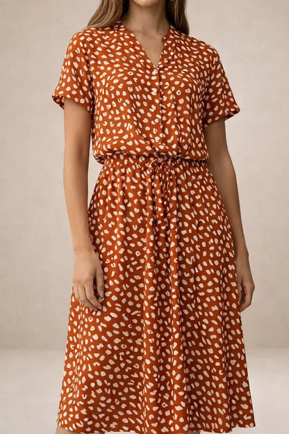 Robe Midi Fluide Imprimée – Coupe Féminine Taille Ajustable | Robe Femme