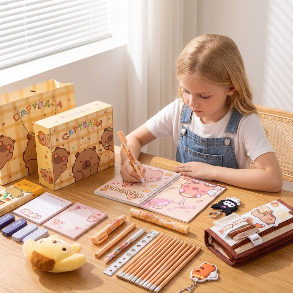 Aperçu du contenu du coffret fournitures scolaires