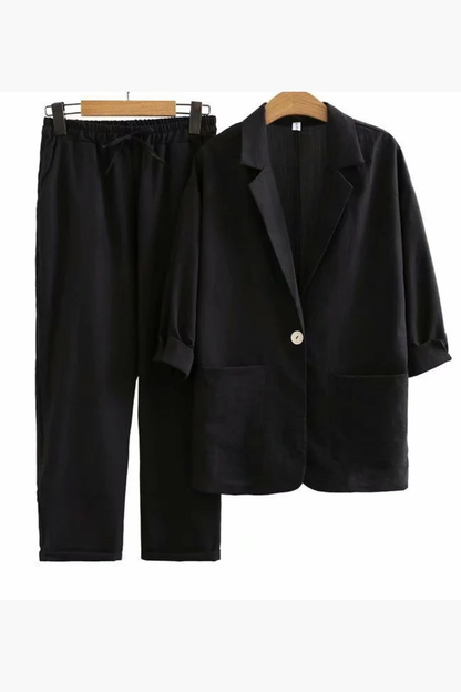 Ensemble Femme En Lin Blazer Et Pantalon – Ensemble Lin Femme Élégant Et Léger