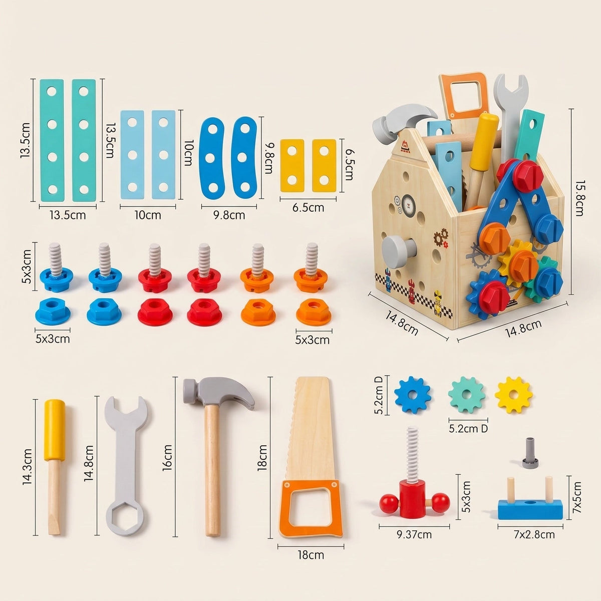 Maison à outils en bois Montessori, ensemble complet