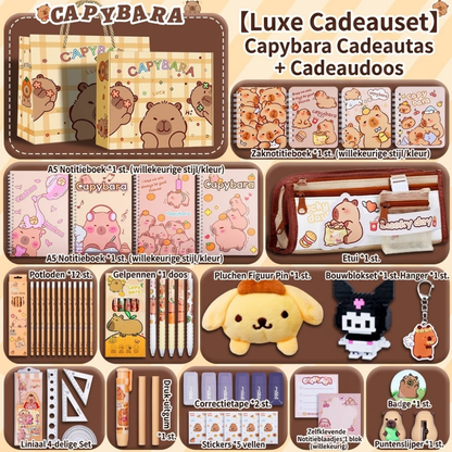 Coffret étude capybara étendu en coffret cadeau