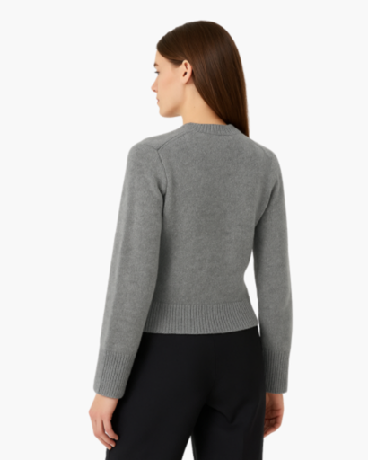 Cardigan Femme Boutonné Maille Structurée gris - vue de dos - Melvoire
