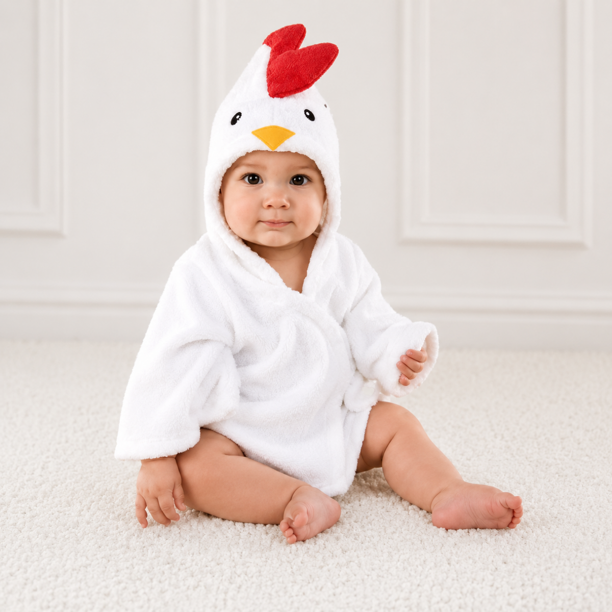 Poncho de bain à capuche plié à plat