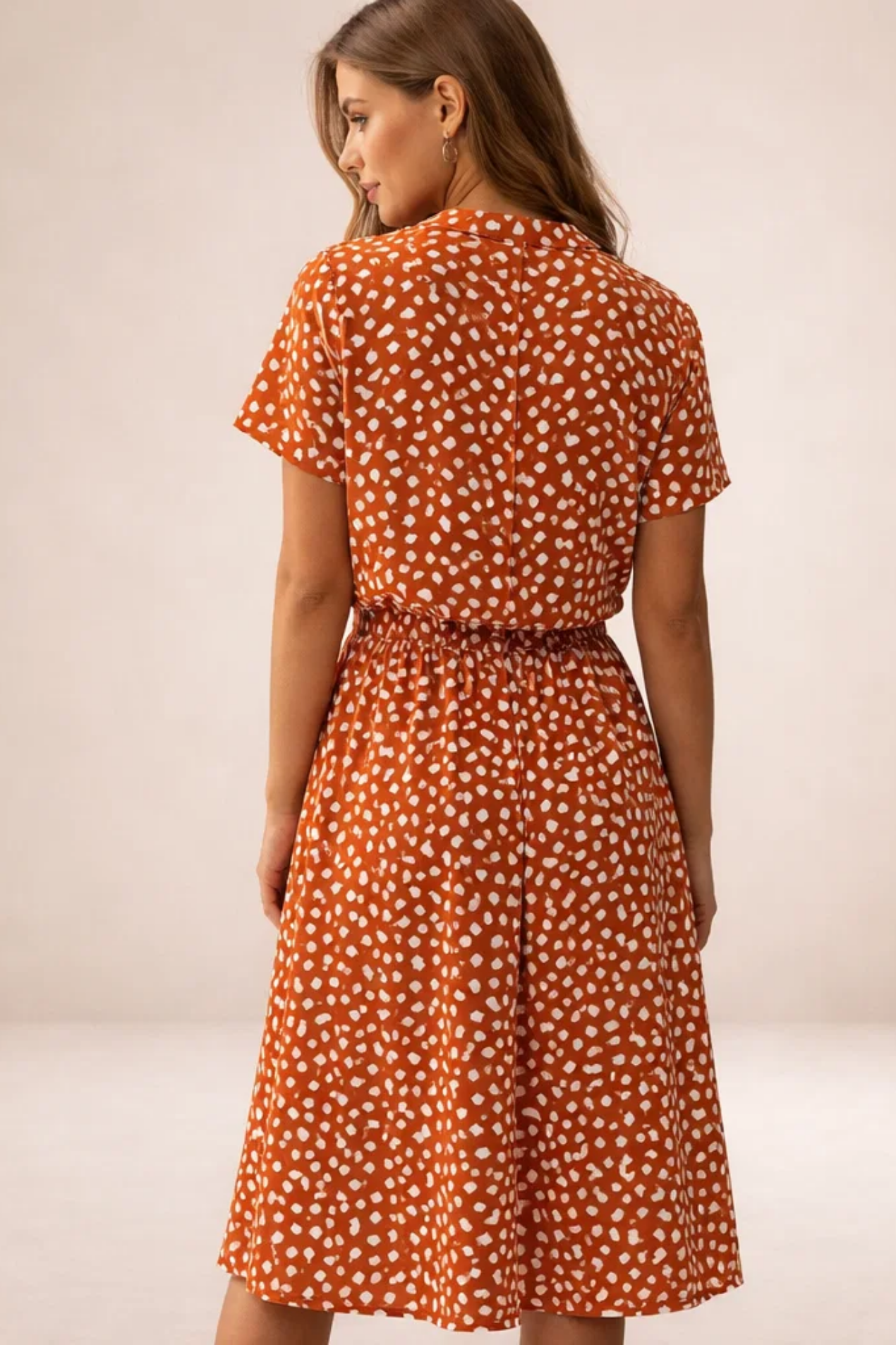 Robe Midi Fluide Imprimée – Coupe Féminine Taille Ajustable | Robe Femme