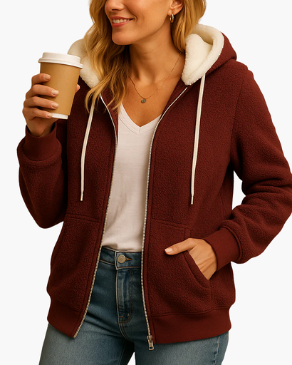 Veste à Capuche Femme Doublée Polaire – Confort & Style Décontracté | Automne Hiver