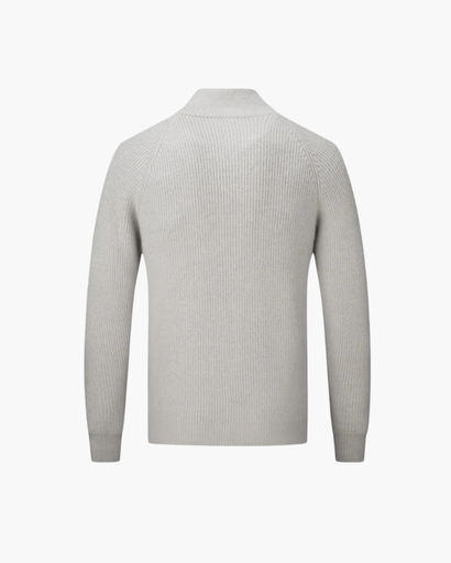 Tricot homme zip intégral gris, vue de dos