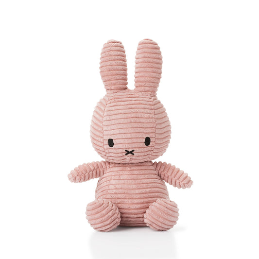Lapin en peluche velours côtelé, coloris rose