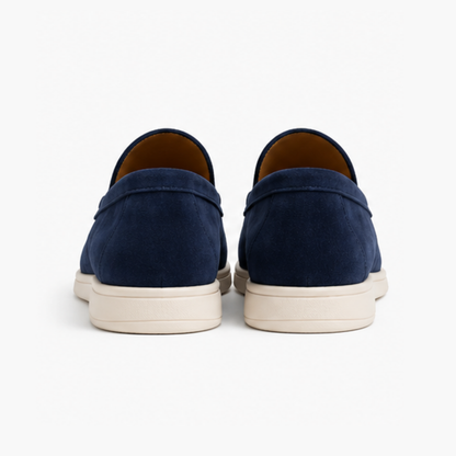 Talons des mocassins homme bleu marine vus de dos