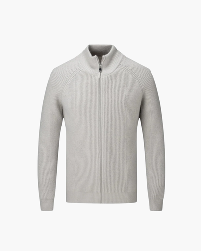 Tricot homme zip intégral gris, vue de face