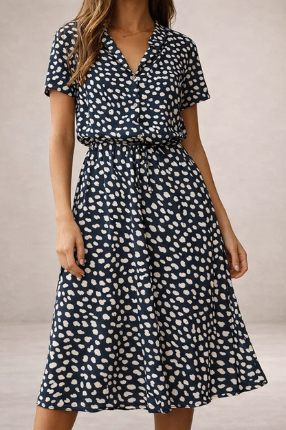 Robe Midi Fluide Imprimée – Coupe Féminine Taille Ajustable | Robe Femme
