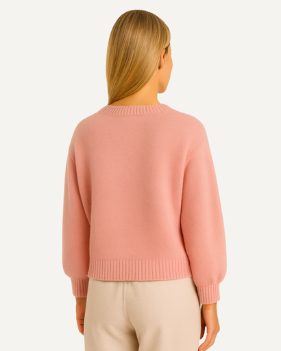 Gilet femme rose à manches bouffantes, vue de dos