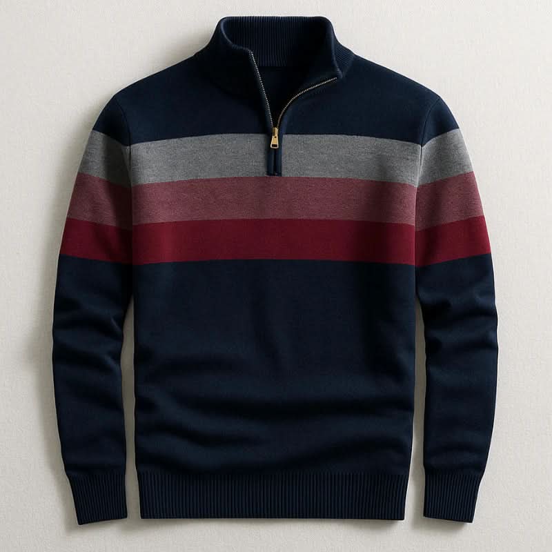 Pull rayé marine, vue de face