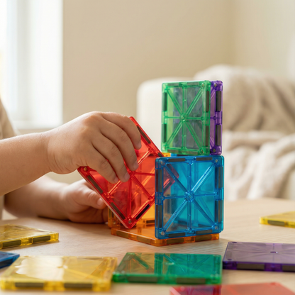 Blocs magnétiques assemblés en structure géométrique