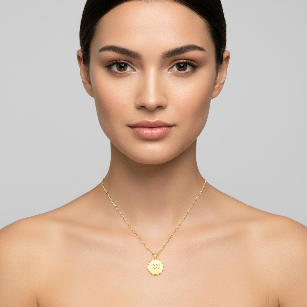 Collier femme signe Verseau, porté