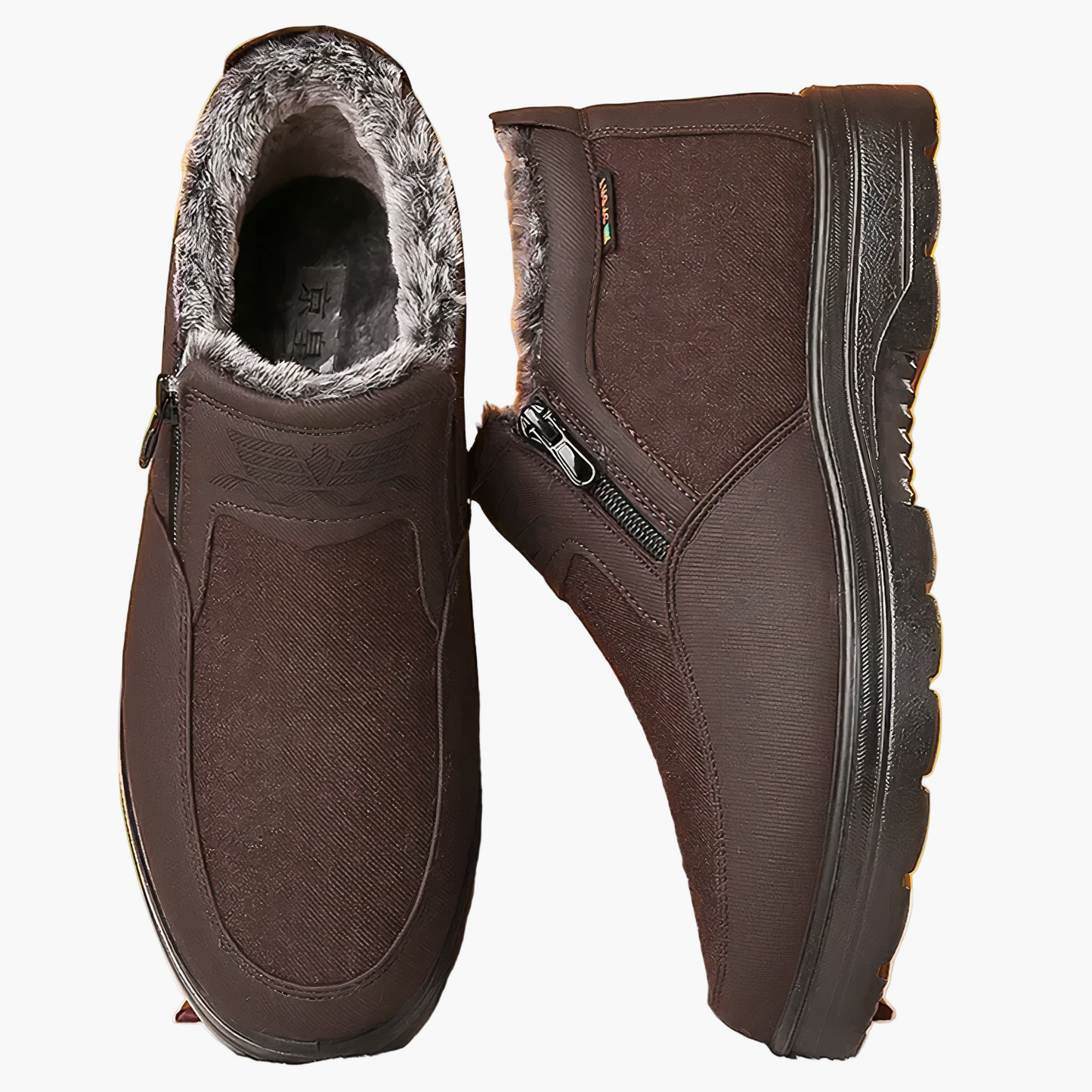 Bottines homme marron, doublure chaude et semelle antidérapante, vue de côté
