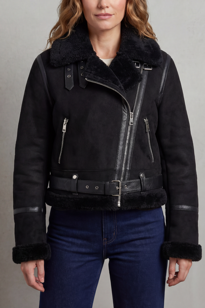 Veste aviateur polaire réversible noire, vue de face