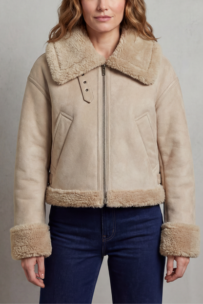 Veste aviateur polaire réversible abricot, vue de face
