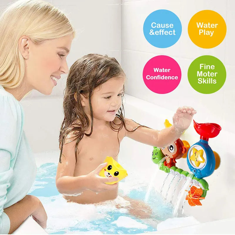 Roue à eau tournante fixée au carrelage de la salle de bain
