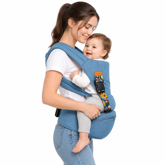 Parent portant son bébé avec le porte-bébé à siège de hanche